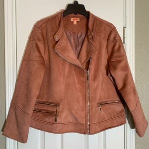 Evri Blush Pink Faux Suede Moro Jacket